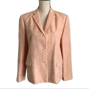 Vintage Oscar De La Renta Peach Color Twill Single Breasted Blazer Size 10